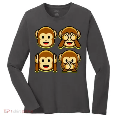 Monkey Emoji Smiley Face Women's Long Sleeve Shirt