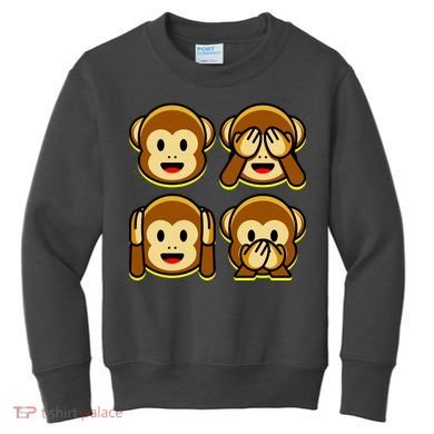 Monkey Emoji Smiley Face Kids Sweatshirt