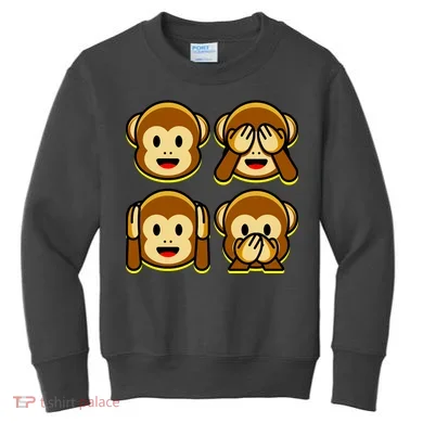 Monkey Emoji Smiley Face Kids Sweatshirt