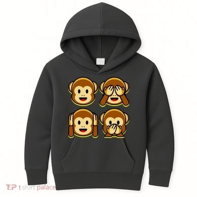 Monkey Emoji Smiley Face Kids Hoodie