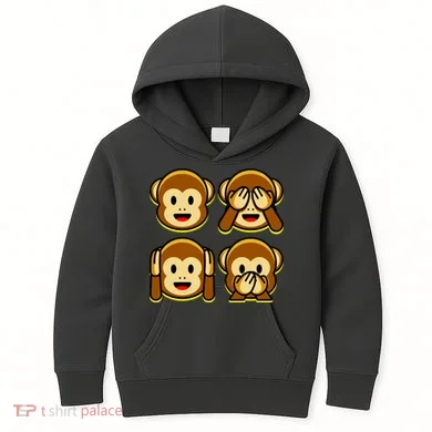 Monkey Emoji Smiley Face Kids Hoodie
