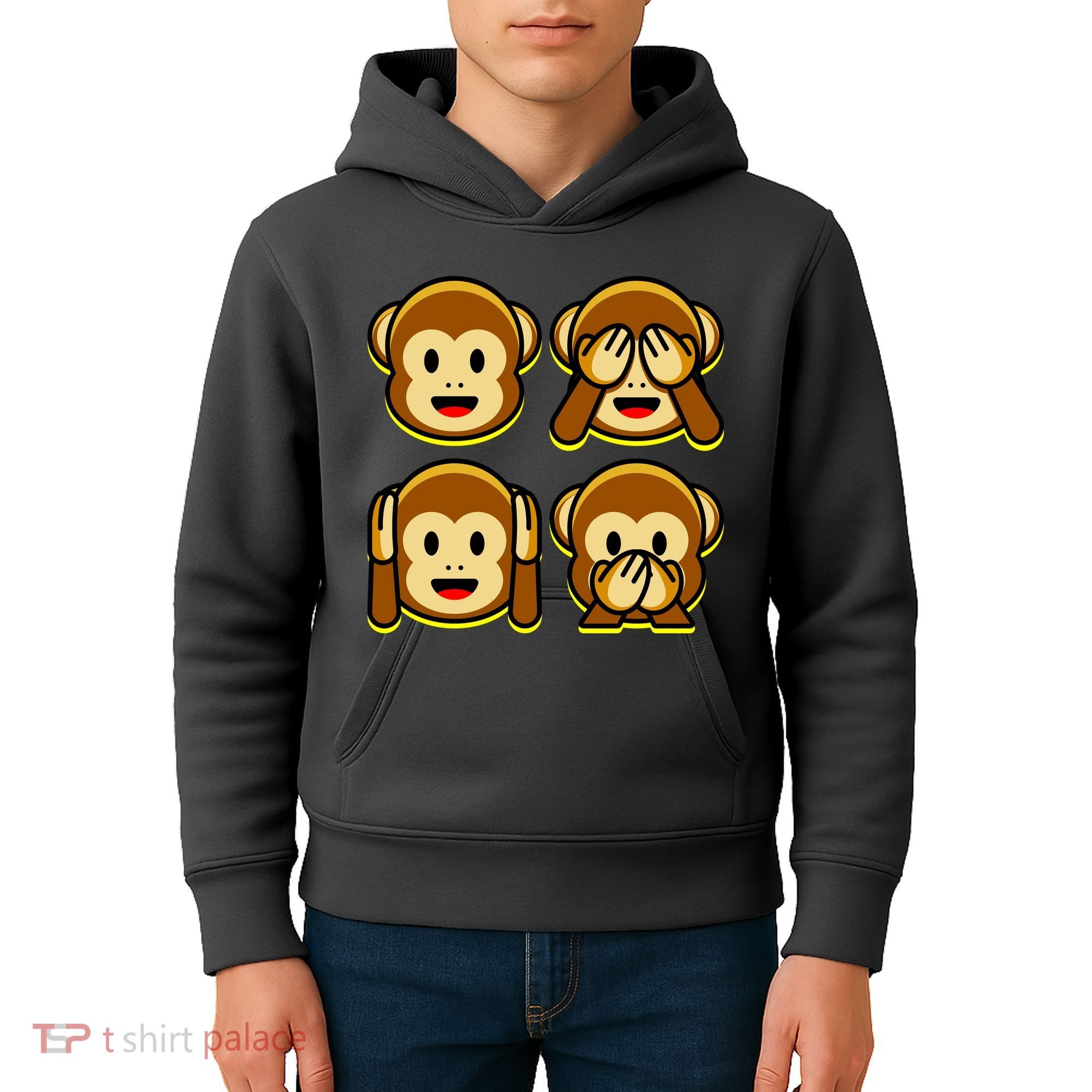 Monkey Emoji Smiley Face Kids Hoodie