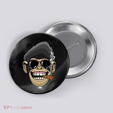 Monkey Smoking Cigar Button