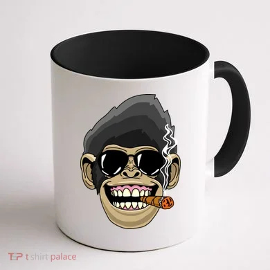 Monkey Smoking Cigar Coffee Mug back