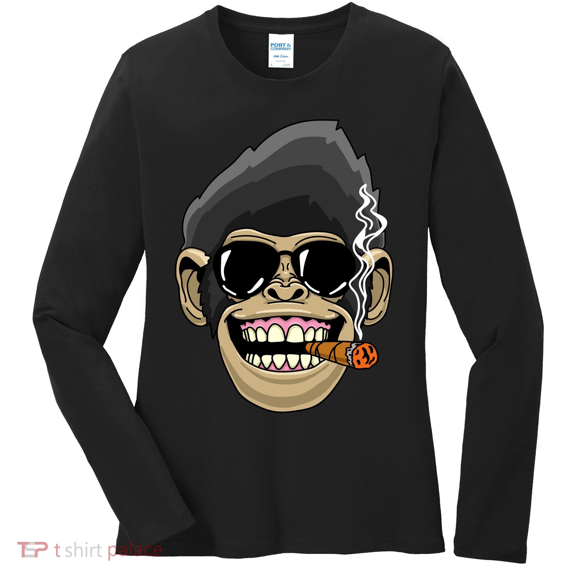 Monkey Smoking Cigar Women's Long Sleeve Shirt