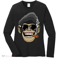 Monkey Smoking Cigar Women's Long Sleeve Shirt thumb 0