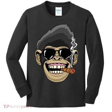 Monkey Smoking Cigar Kids Long Sleeve Shirt