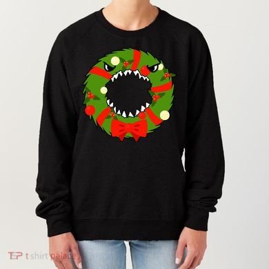 Monster Killer Christmas Wreath Women's Sweatshirt