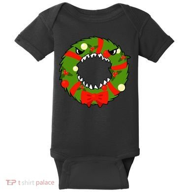 Monster Killer Christmas Wreath Baby Bodysuit