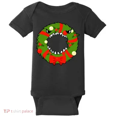 Monster Killer Christmas Wreath Baby Bodysuit
