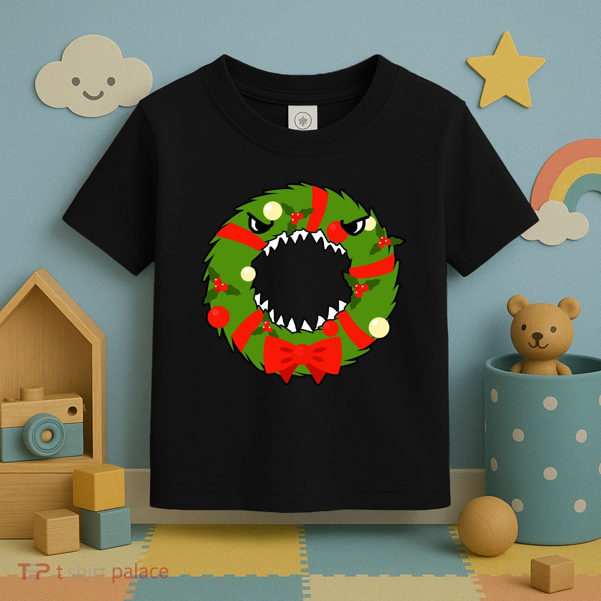 Monster Killer Christmas Wreath Toddler T-Shirt