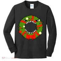 Monster Killer Christmas Wreath Kids Long Sleeve Shirt thumb 0