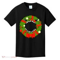 Monster Killer Christmas Wreath Kids T-Shirt thumb 0