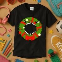 Monster Killer Christmas Wreath Kids T-Shirt thumb 3