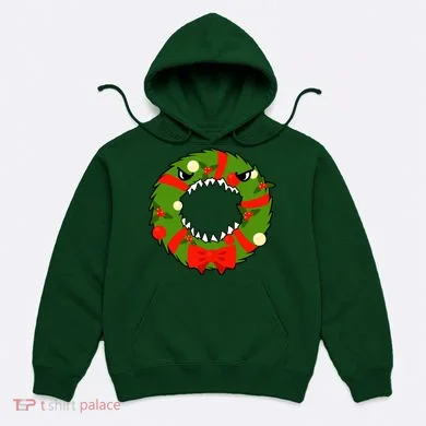 Monster Killer Christmas Wreath Hoodie