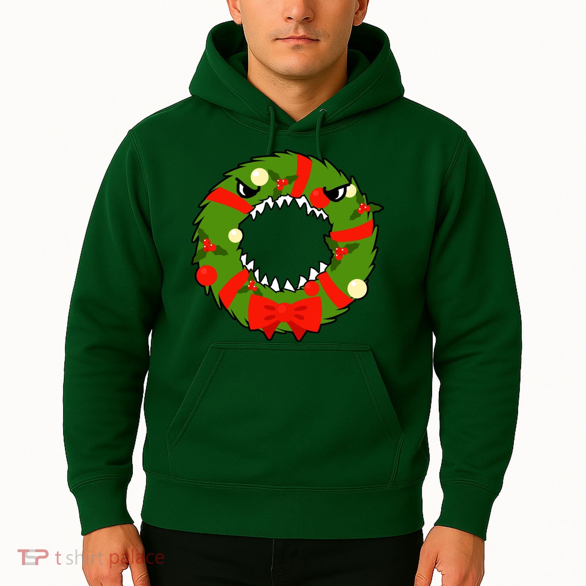 Monster Killer Christmas Wreath Hoodie