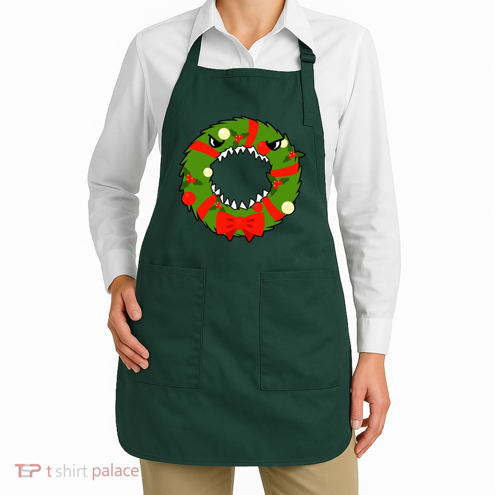 Monster Killer Christmas Wreath Apron
