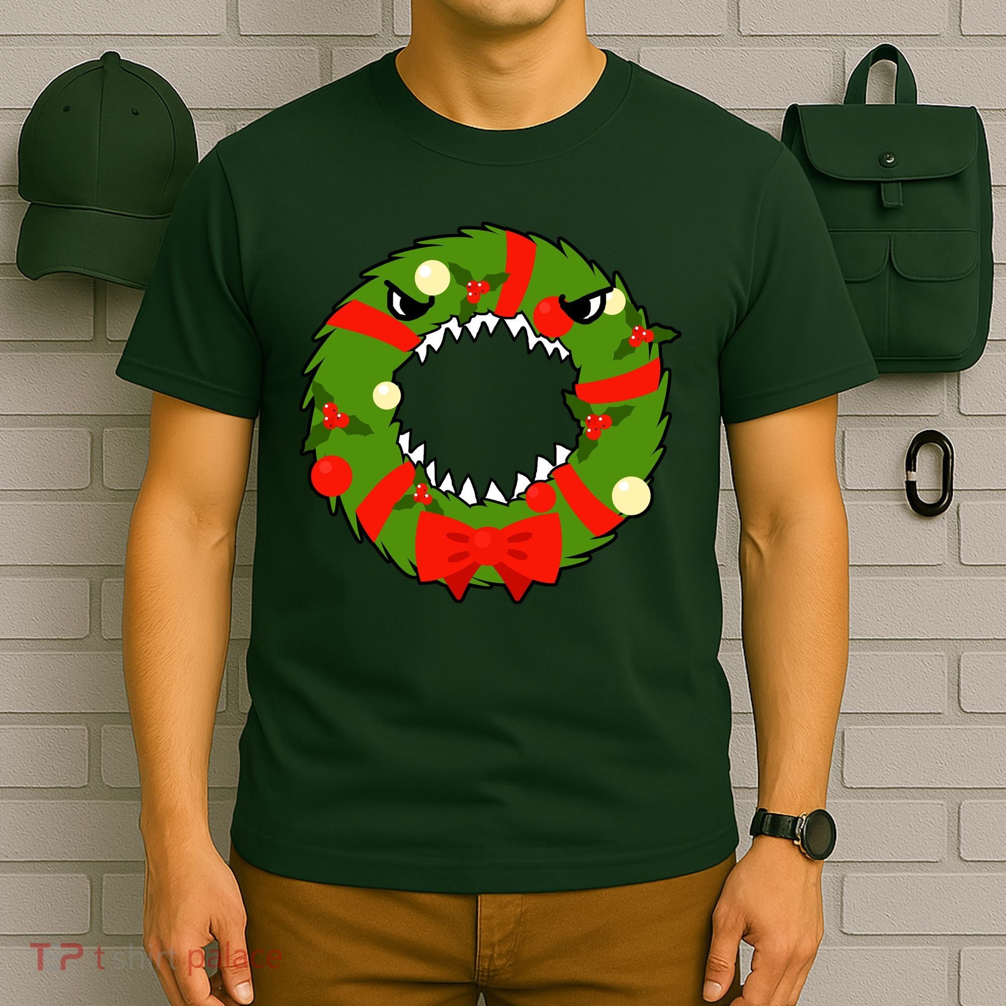 Monster Killer Christmas Wreath T-Shirt