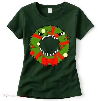 Monster Killer Christmas Wreath Women's T-Shirt