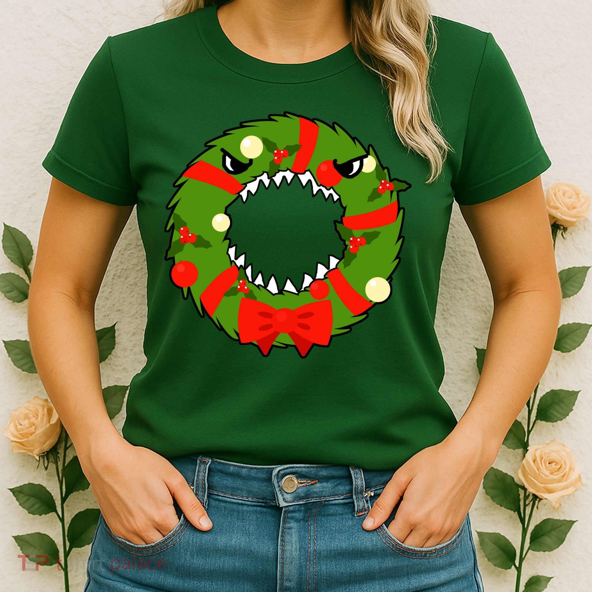 Monster Killer Christmas Wreath Women's T-Shirt