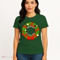 Monster Killer Christmas Wreath Women's T-Shirt thumb 4