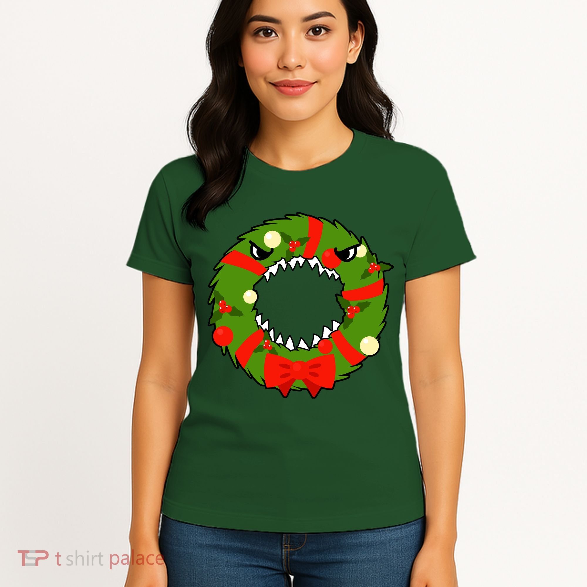 Monster Killer Christmas Wreath Women's T-Shirt