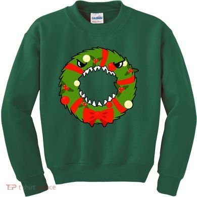 Monster Killer Christmas Wreath Kids Sweatshirt