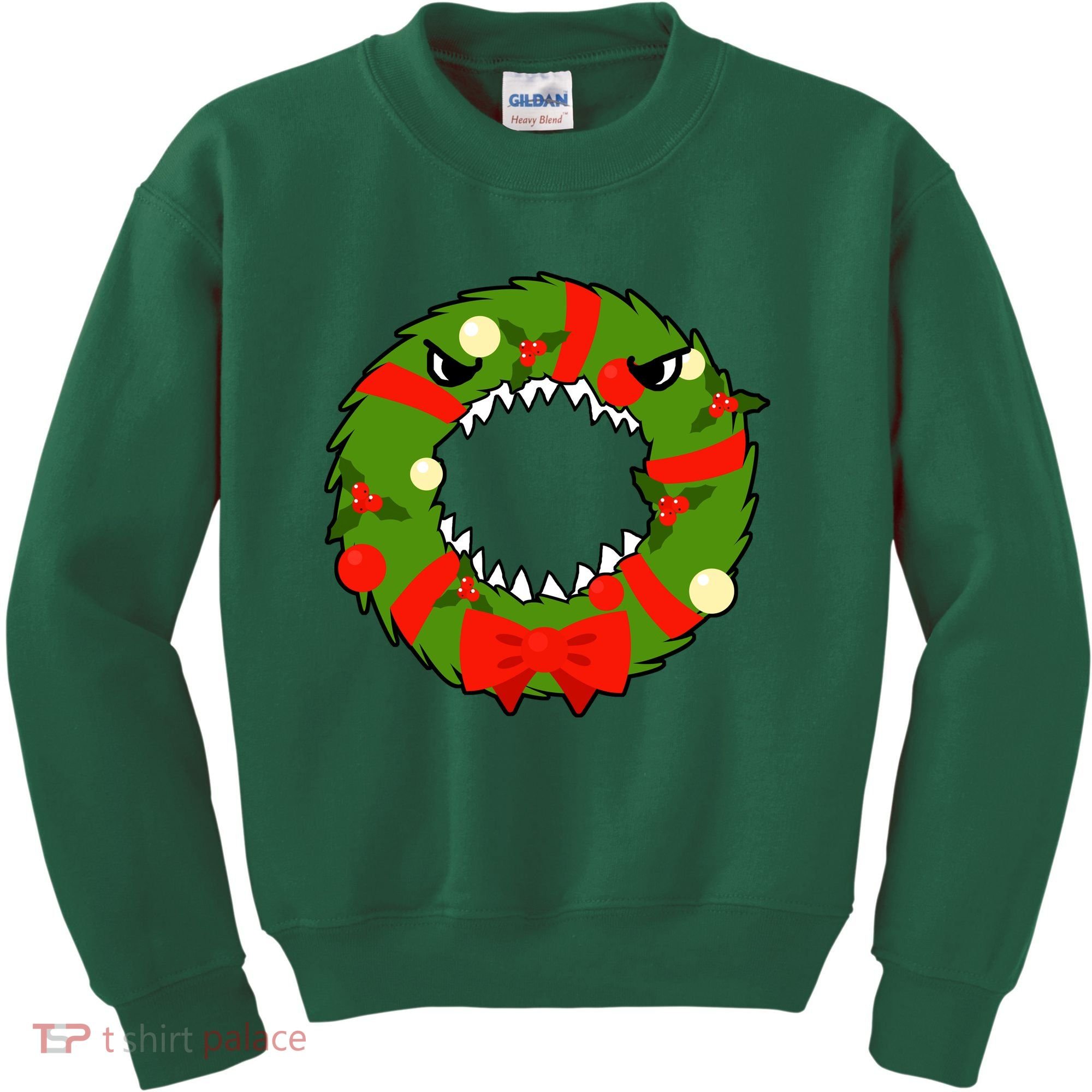 Monster Killer Christmas Wreath Kids Sweatshirt