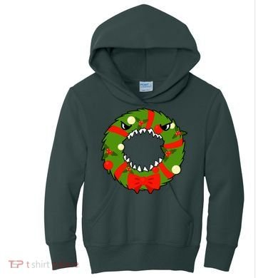 Monster Killer Christmas Wreath Kids Hoodie