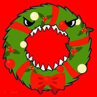 Monster Killer Christmas Wreath Santa Hat thumb 1