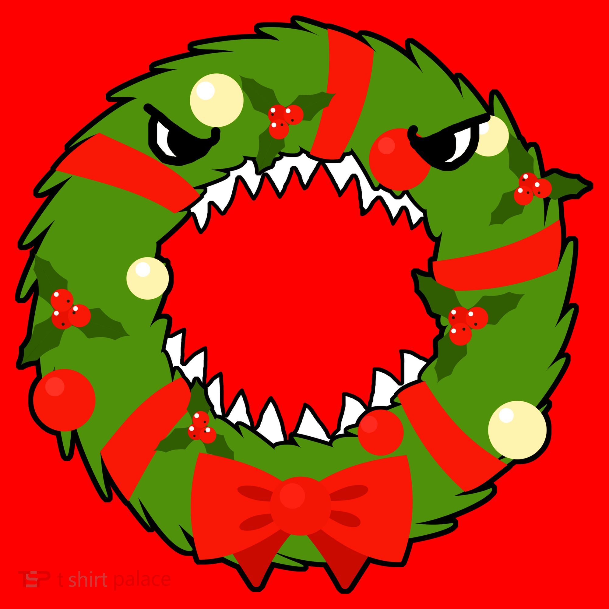 Monster Killer Christmas Wreath Santa Hat