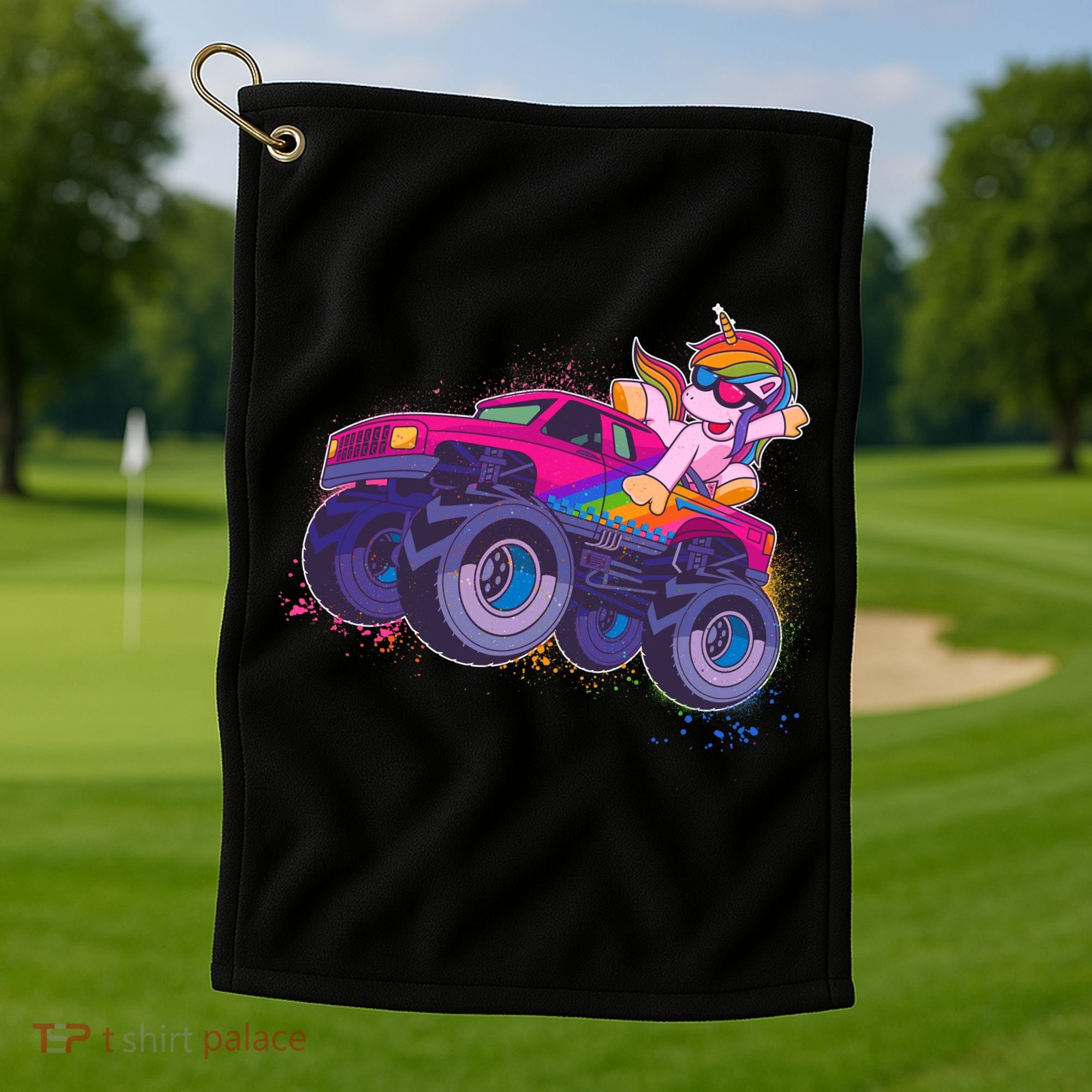 Monster Truck Unicorn Golf Towel