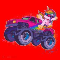 Monster Truck Unicorn Santa Hat thumb 1