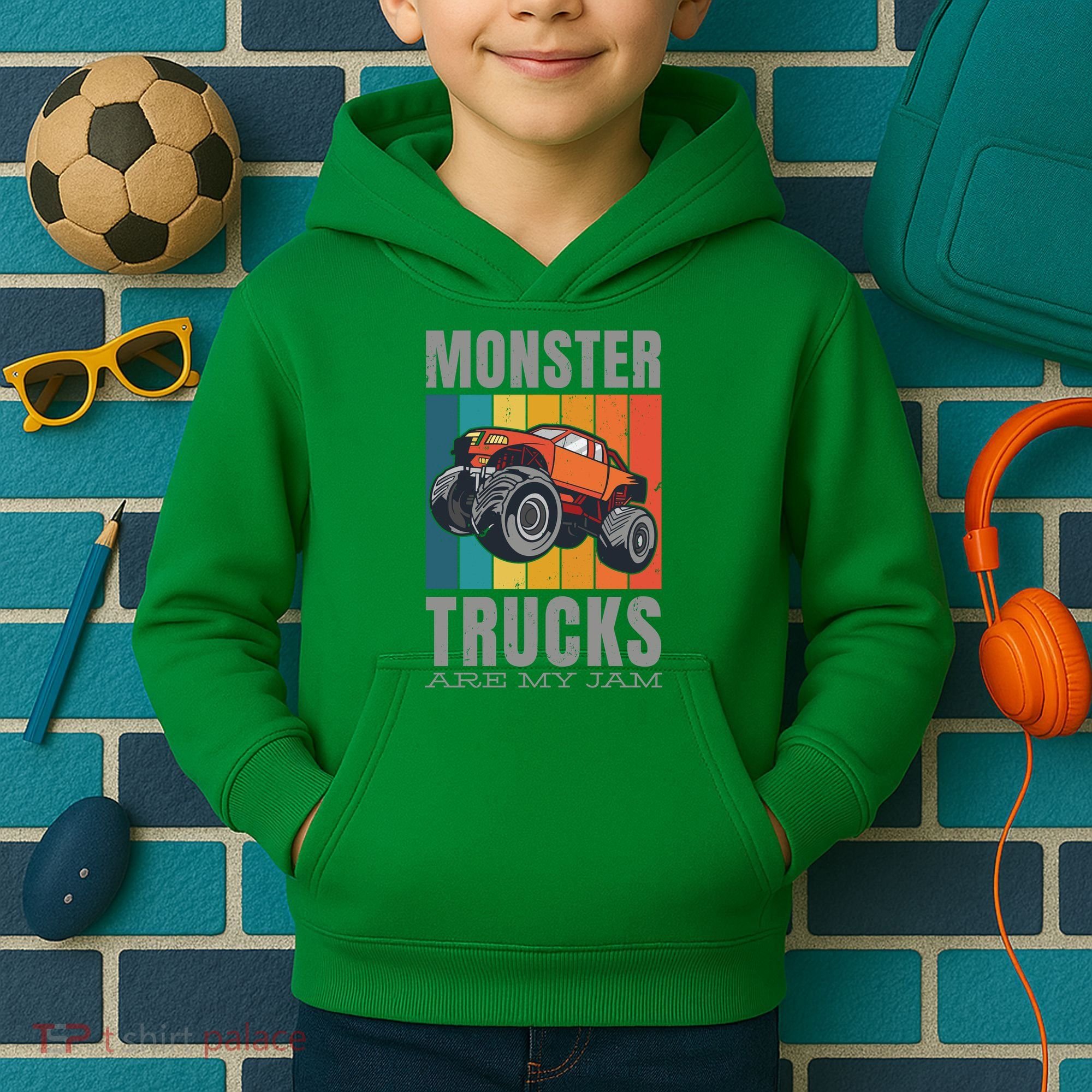 Monster Trucks Are My Jam Kids Hoodie