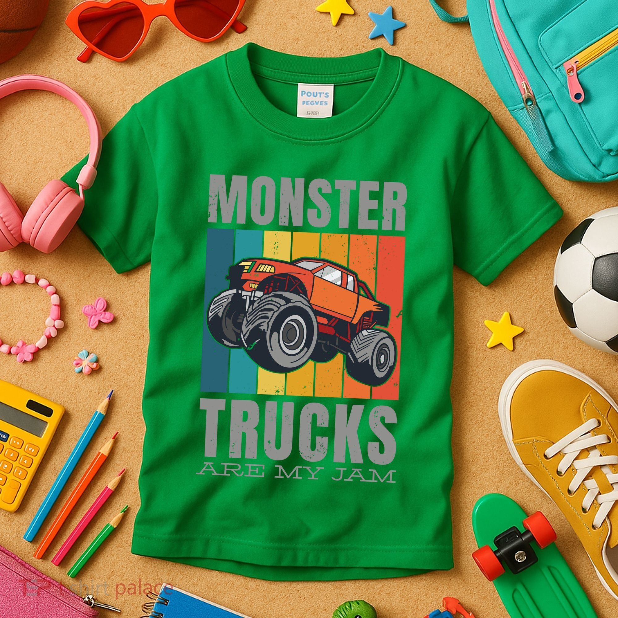 Monster Trucks Are My Jam Kids T-Shirt