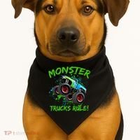Monster Trucks Rule USA-Made Doggie Bandana thumb 1