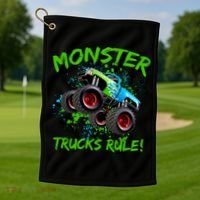 Monster Trucks Rule Golf Towel thumb 1