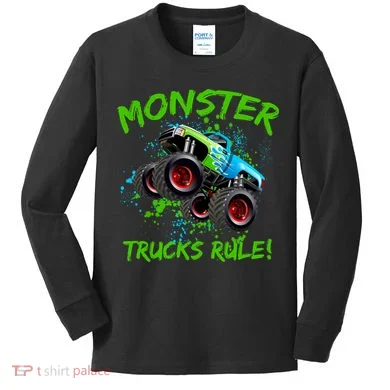 Monster Trucks Rule Kids Long Sleeve Shirt