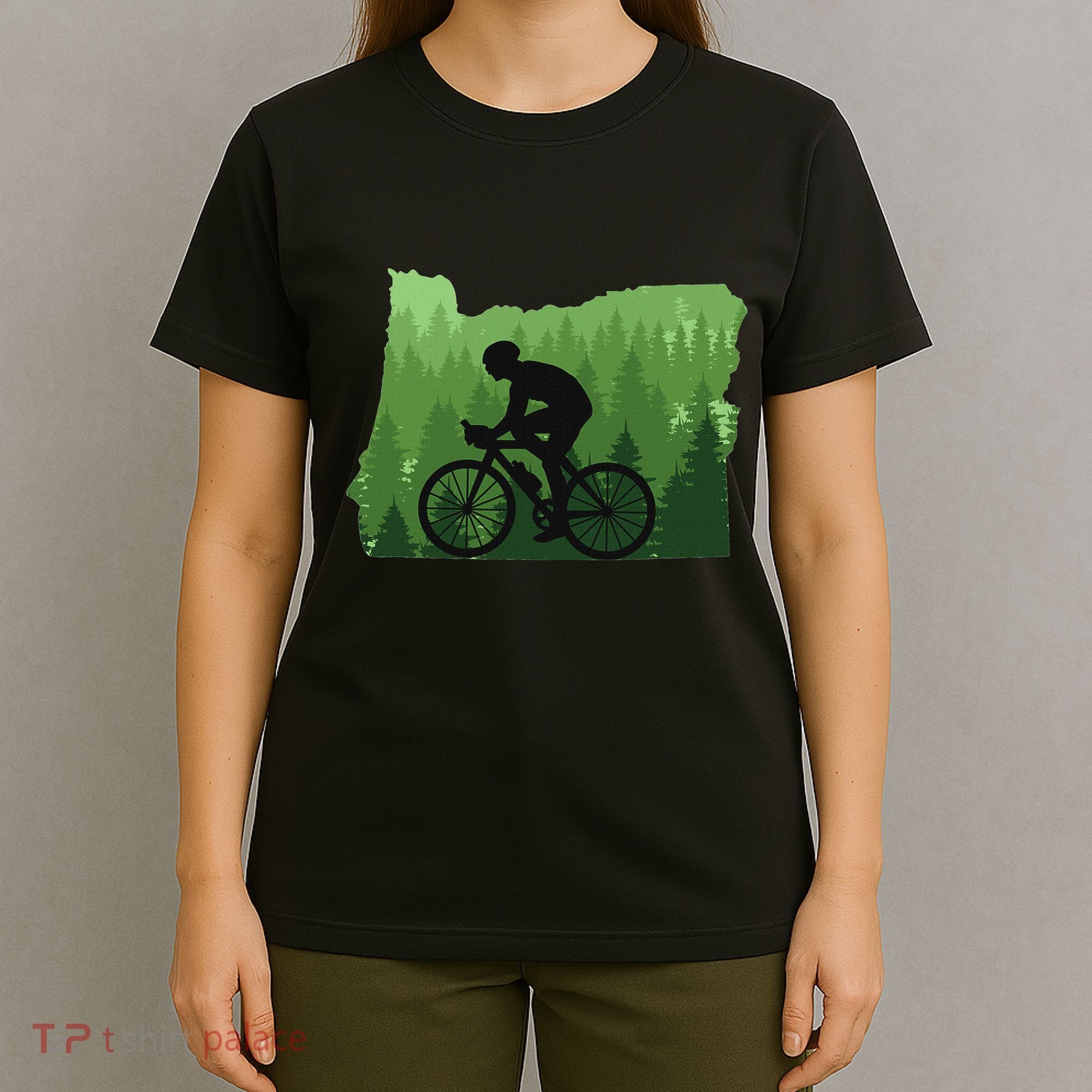 Map Of Oregon Mountain Bike Rider Mtb Biking Mountain Biker T-Shirt