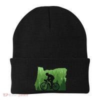 Map Of Oregon Mountain Bike Rider Mtb Biking Mountain Biker Beanie thumb 0