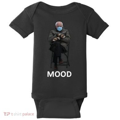 Mood Bernie Sanders Mittens Inauguration Baby Bodysuit