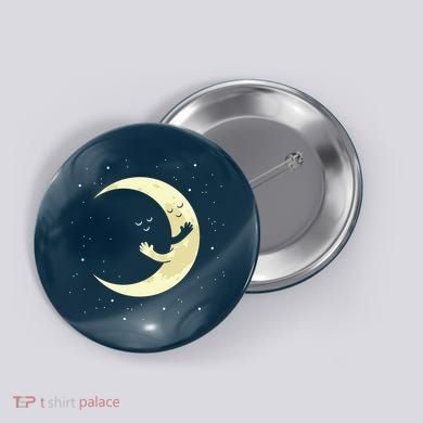 Moon Hug Sky Filled With Stars Button