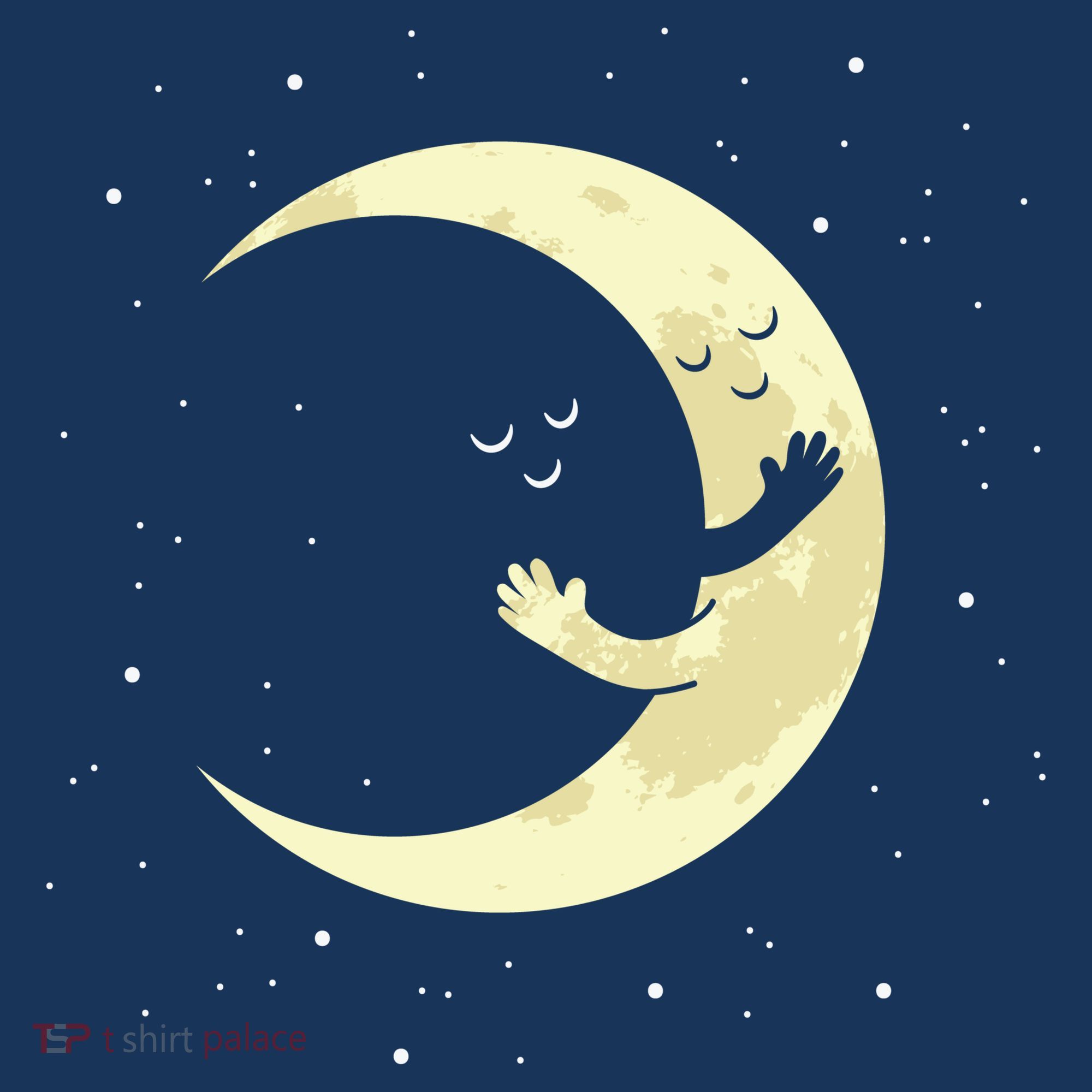 Moon Hug Sky Filled With Stars Button
