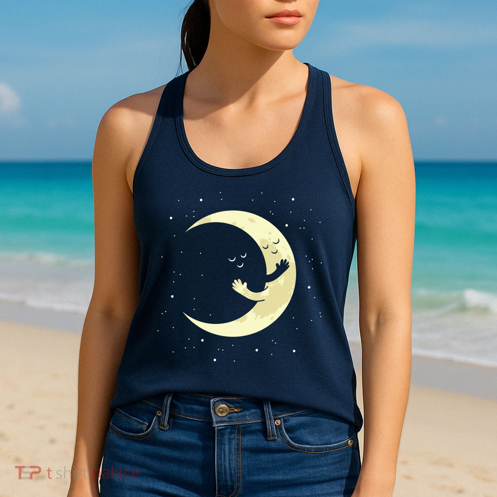 Moon Hug Sky Filled With Stars Women's Tank Top