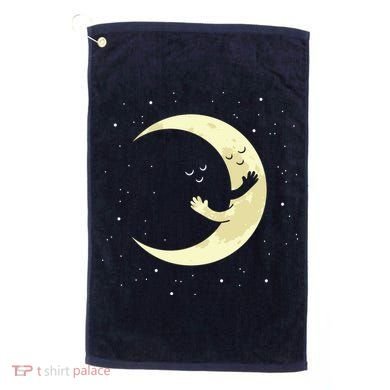 Moon Hug Sky Filled With Stars Golf Towel