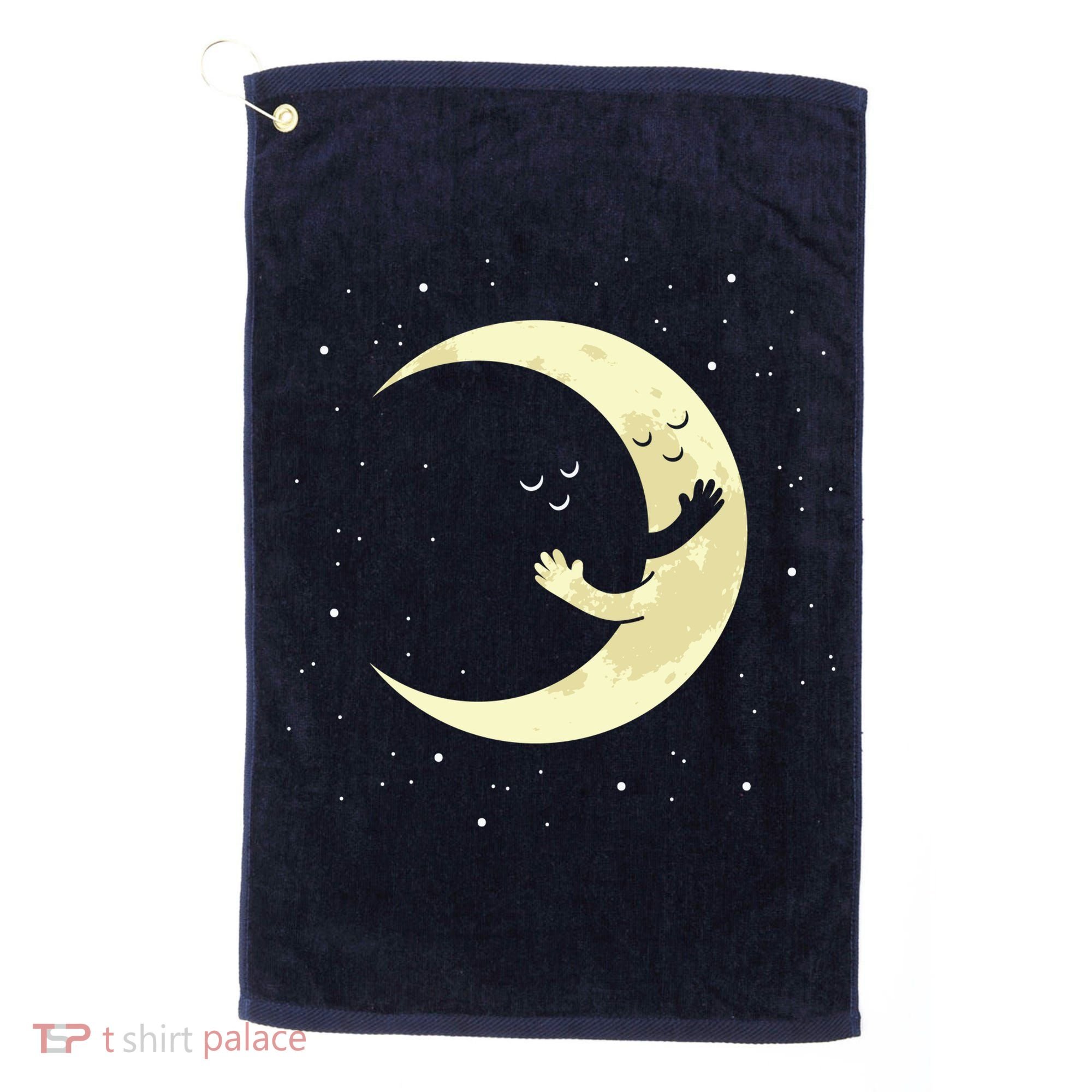 Moon Hug Sky Filled With Stars Golf Towel