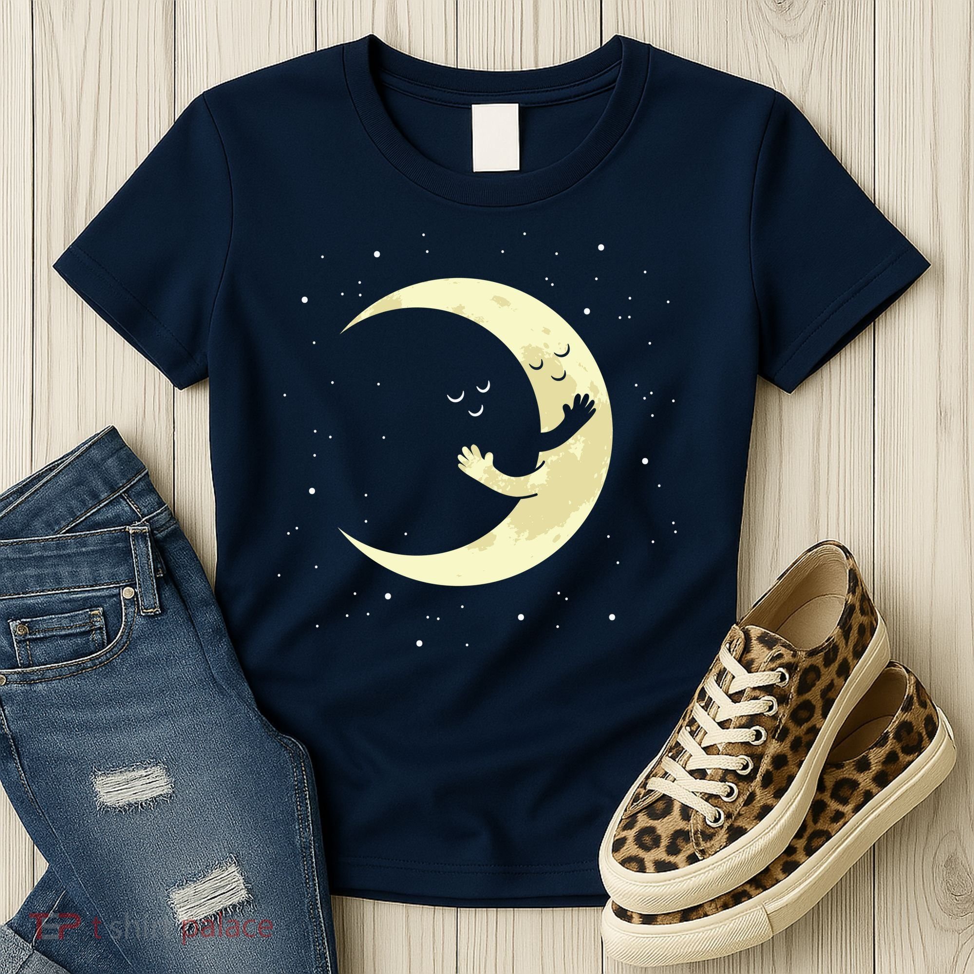 Moon Hug Sky Filled With Stars Women's T-Shirt
