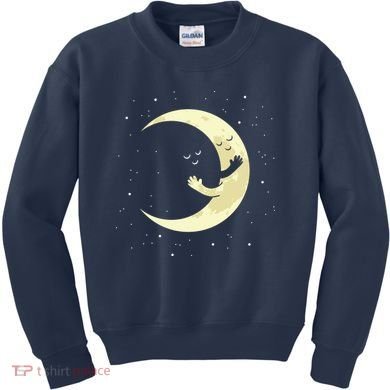 Moon Hug Sky Filled With Stars Kids Sweatshirt