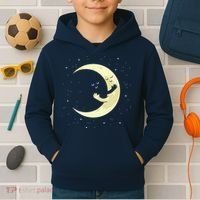 Moon Hug Sky Filled With Stars Kids Hoodie thumb 2