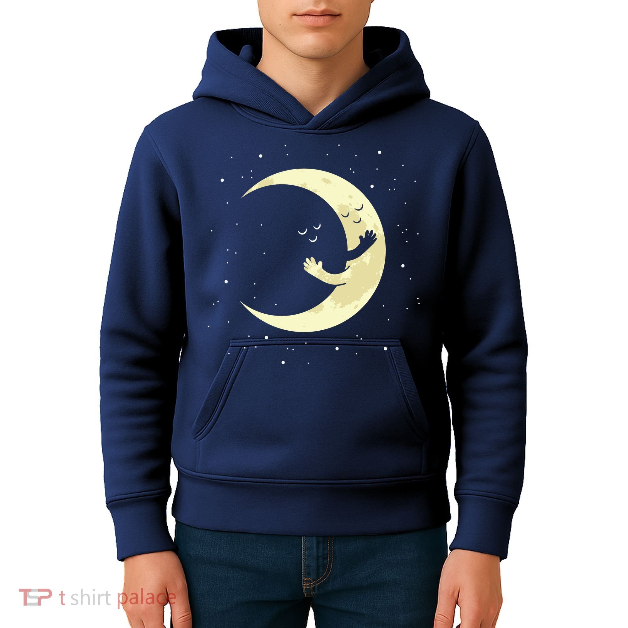 Moon Hug Sky Filled With Stars Kids Hoodie